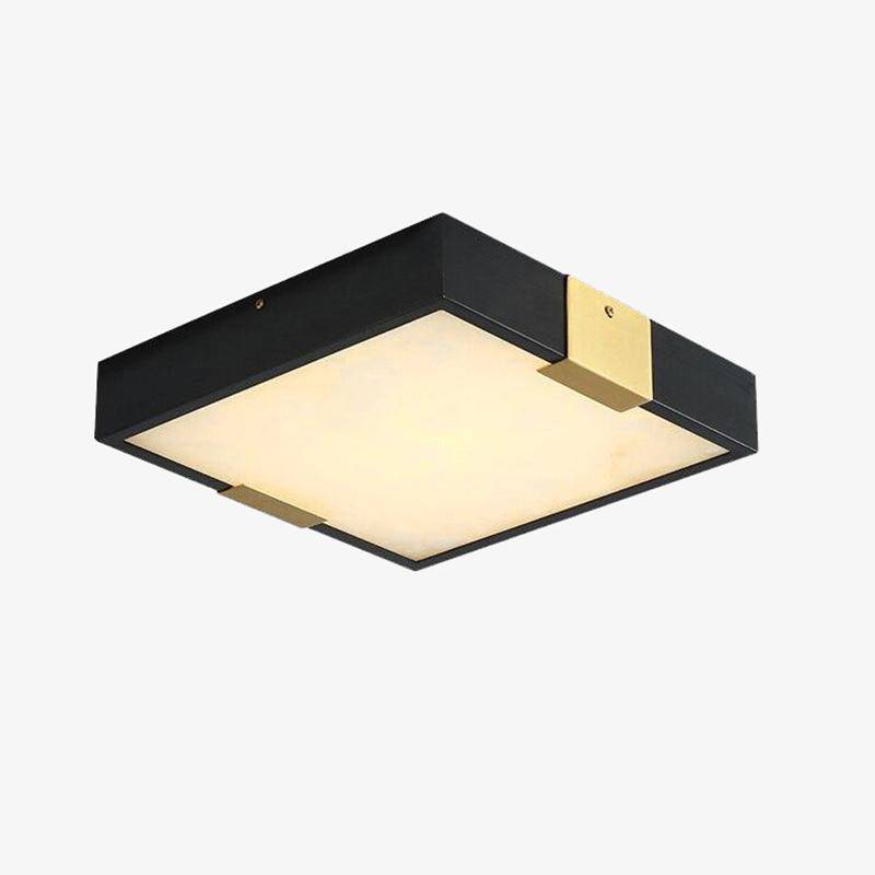 Square LED ceiling lamp in marble and metal