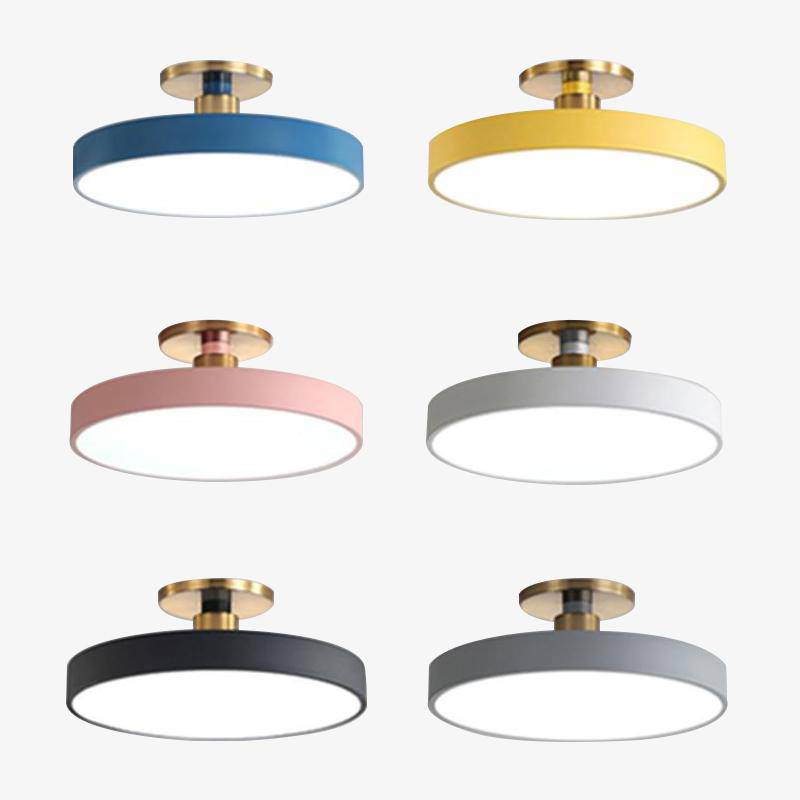 Plafonnier design à LED rond et support doré Office