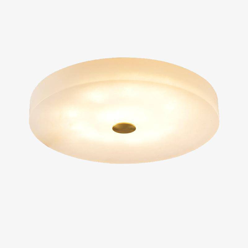 Lámpara de techo design LED de mármol redondeado con disco dorado Villa