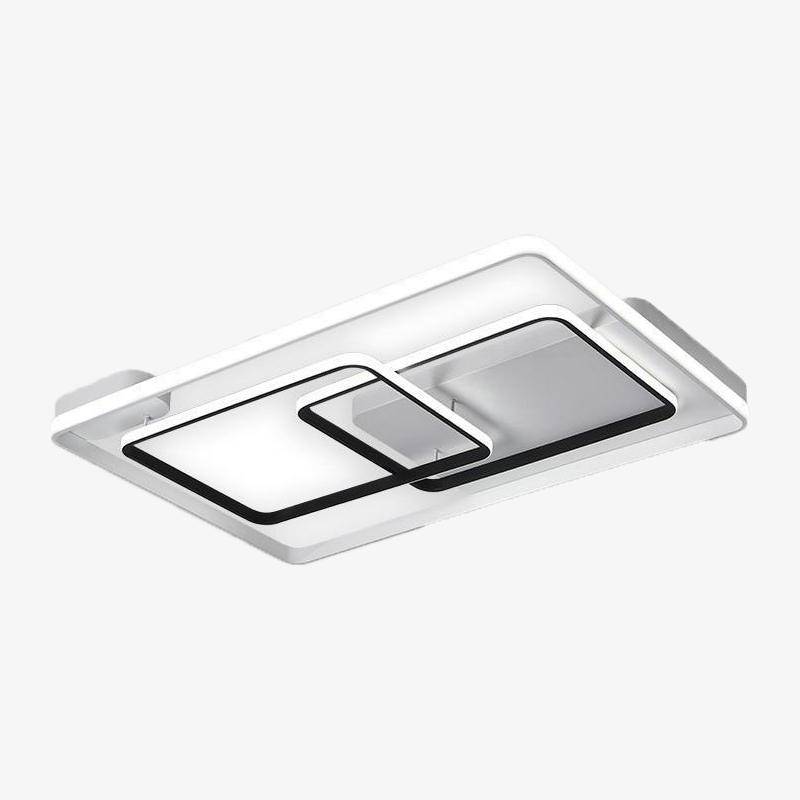 Plafonnier design LED rectangles et formes interposés noir et blanc Bwart