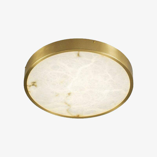 Plafonnier design LED rond en marbre avec bords dorés - vue 2 sur 9