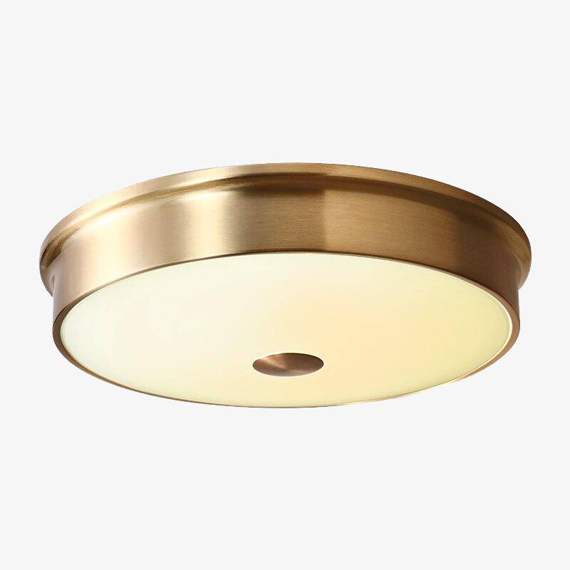 Plafonnier design LED rond en métal doré