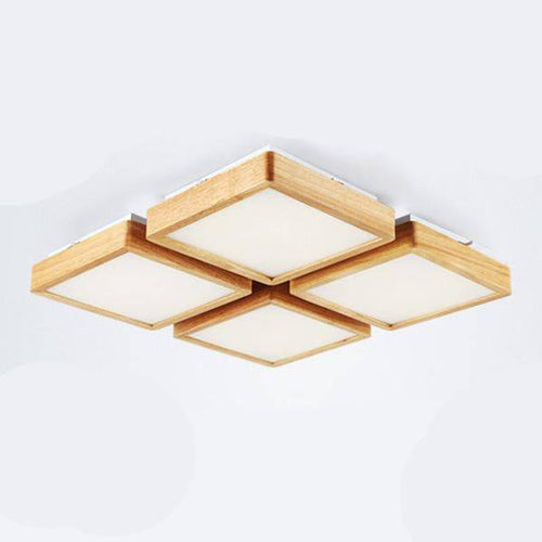 Plafonnier en bois à LED carré