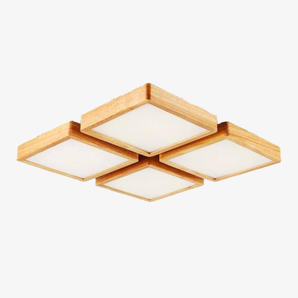 Plafonnier en bois à LED carré