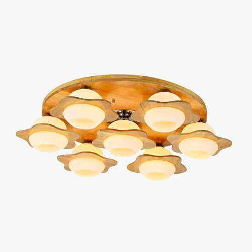 Plafonnier en bois avec fleurs Wooden