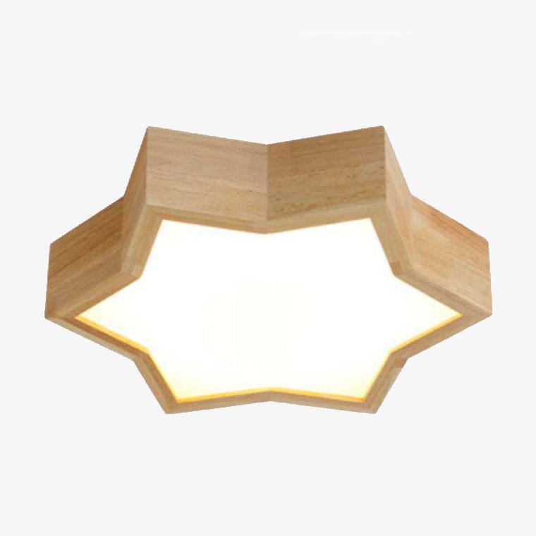 Lámpara de techo de madera en forma de estrella