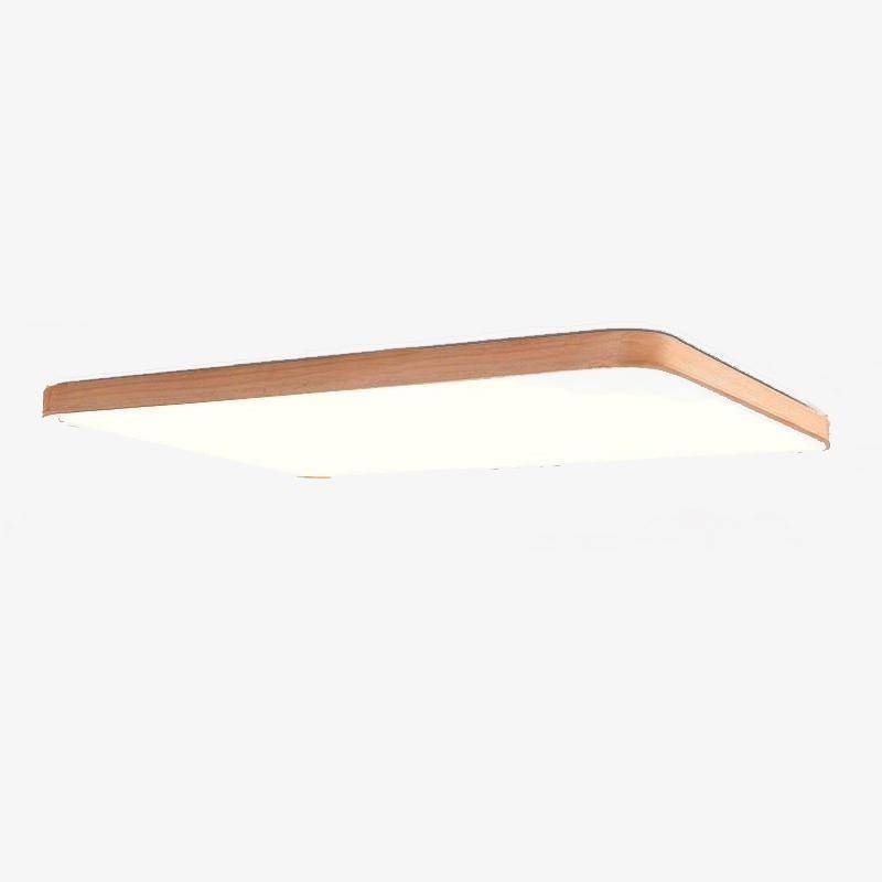 Rectangular LED ceiling light with rounded wooden edge