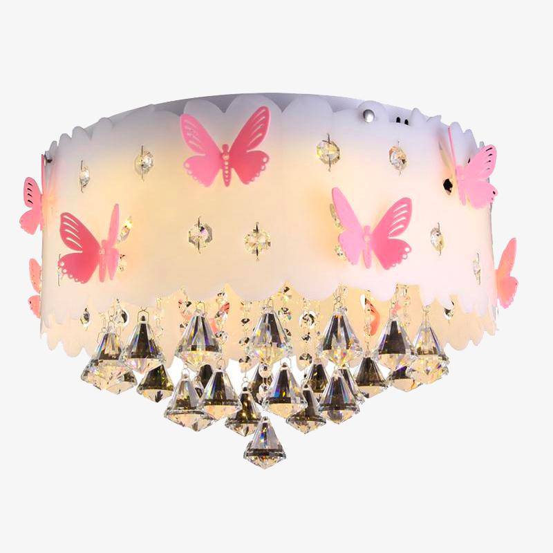 Lámpara de techo de cristal LED con mariposas