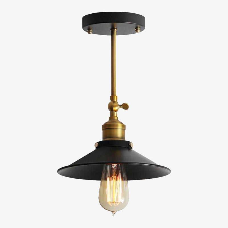 Industrial LED ceiling light in gold and black metal, adjustable