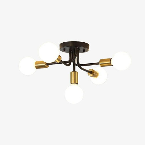 Plafonnier industriel noué en métal avec 5 ampoules Nido