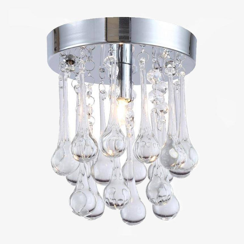 Chrome LED ceiling light with crystal drops