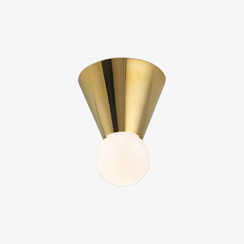Plafonnier LED cône chromé et boule en verre