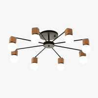 Plafonnier LED en bois et métal à une ou plusieurs lampes