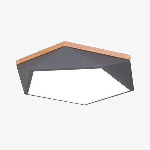 Plafonnier LED géométrique en métal et base en bois Geometry