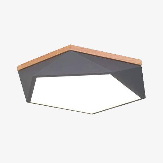 Lámpara de techo Geometry LED en metal y base de madera