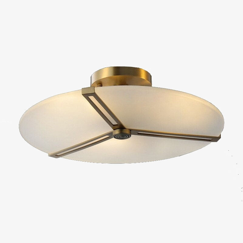 Lámpara de techo LED redonda de cristal y metal dorado Pablo