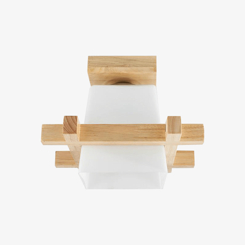 Plafonnier moderne LED en bois et cube style japonais