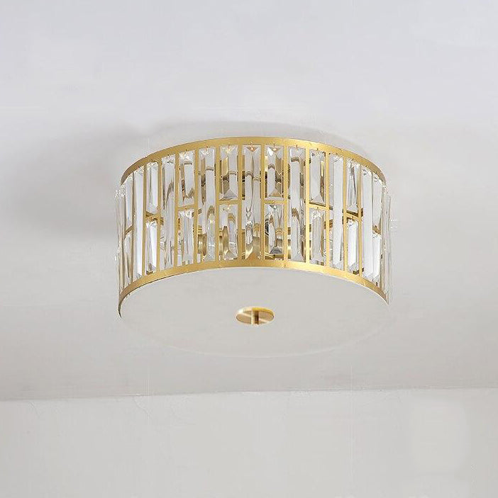 Moderna y lujosa lámpara de techo dorada de cristal Pylonna