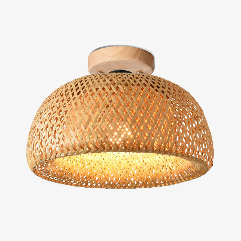 Round modern ceiling lamp in natural bamboo Solferino