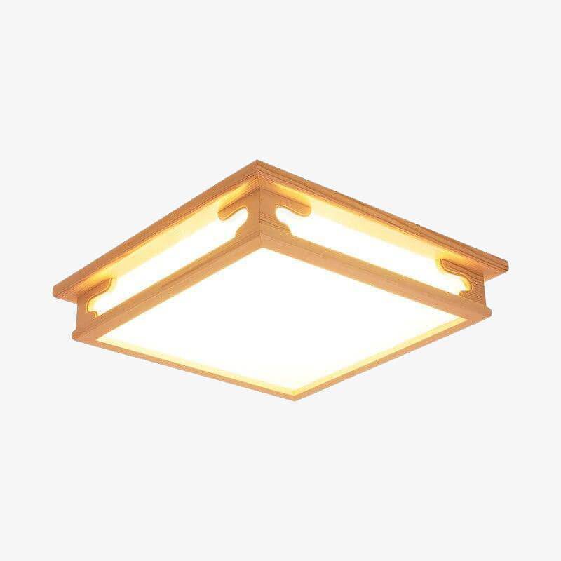 Retro LED square ceiling light in wood Coffee