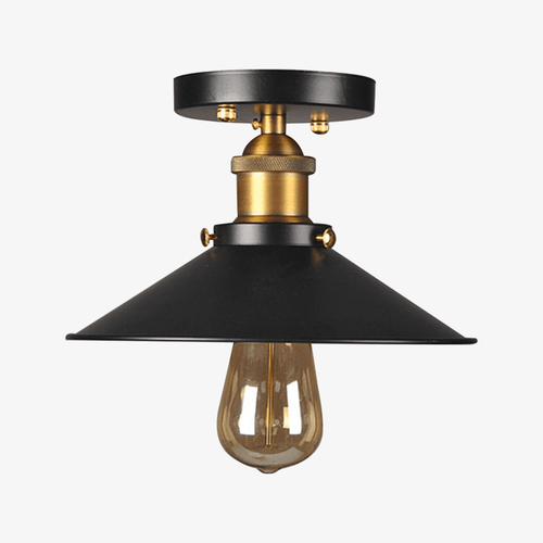 Plafonnier rustique vintage en métal noir et doré