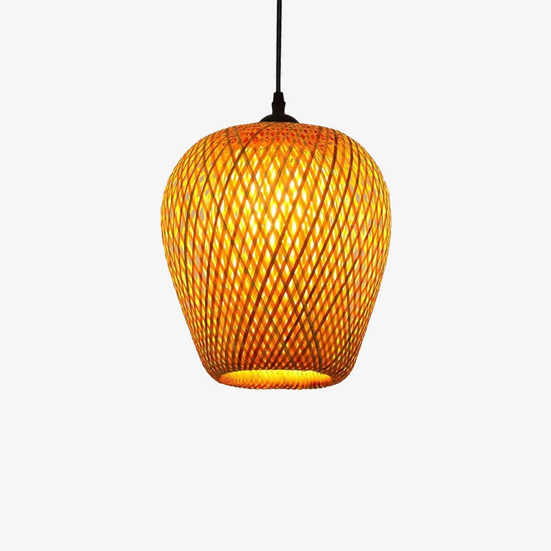 pendant light LED rattan with different rounded shapes Bamboo