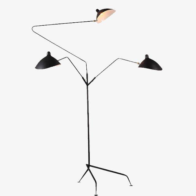 Floor lamp industrial design with several lamp arms