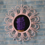 Miroir mural décoratif rond rose en fleur French
