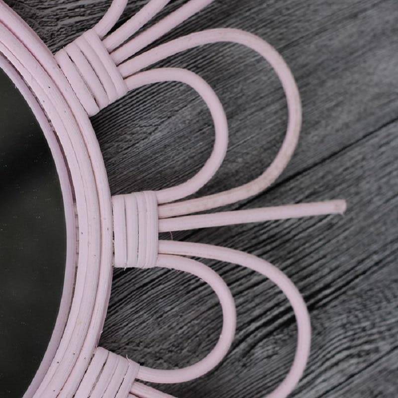 Miroir mural décoratif rond rose en fleur French