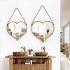 Miroir mural suspendu en forme de coeur Alloy