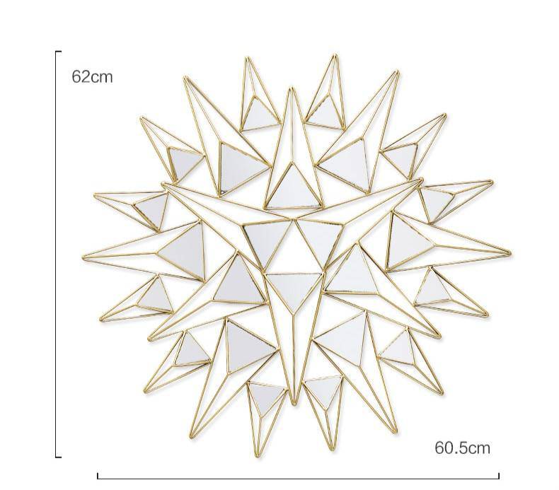 Espejo de pared grande design con triángulos 3D