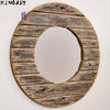 Miroir mural décoratif rond en bois effet plancher