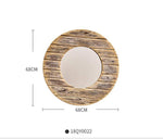 Miroir mural décoratif rond en bois effet plancher