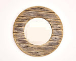 Miroir mural décoratif rond en bois effet plancher