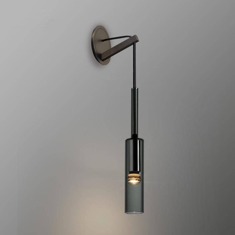 Applique design avec lampe cylindrique en verre fumé suspendue Loft - vue 3 sur 11