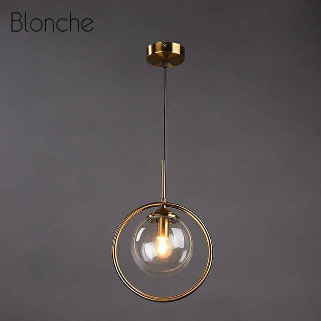 Suspension design boule en verre fumé Hang