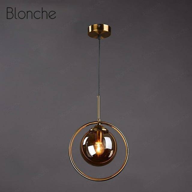 Suspension design boule en verre fumé Hang