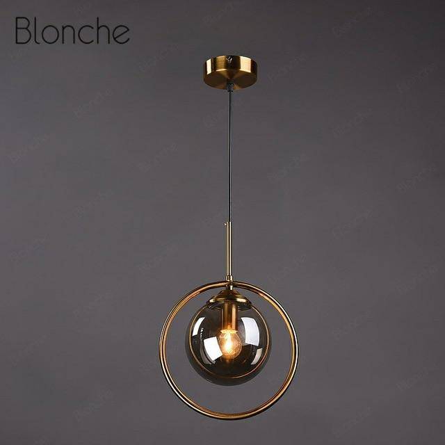 Suspension design boule en verre fumé Hang