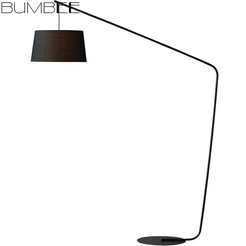 Floor lamp black design with lampshade in Creative fabric