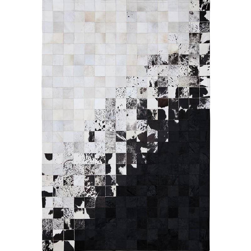 Tapis rectangle moderne avec carrés noirs et blancs