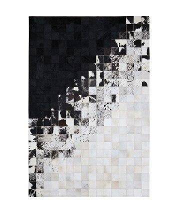 Tapis rectangle moderne avec carrés noirs et blancs