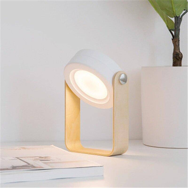 Lampe de bureau et chevet à LED orientable avec support en bois - vue 3 sur 5