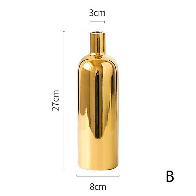 Vase moderne en métal doré B