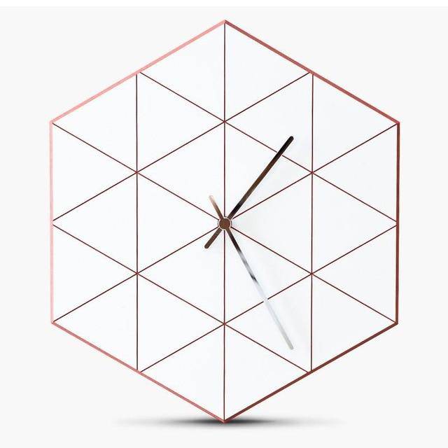 Hexagonal design wall clock with triangles Personality