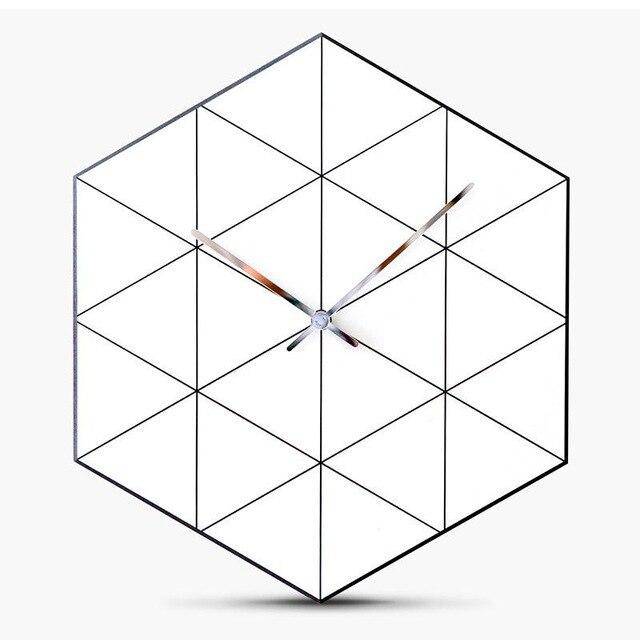 Horloge murale design hexagonale avec triangles Personality