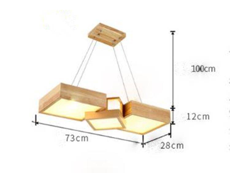 Square wooden LED chandelier in Japanese style