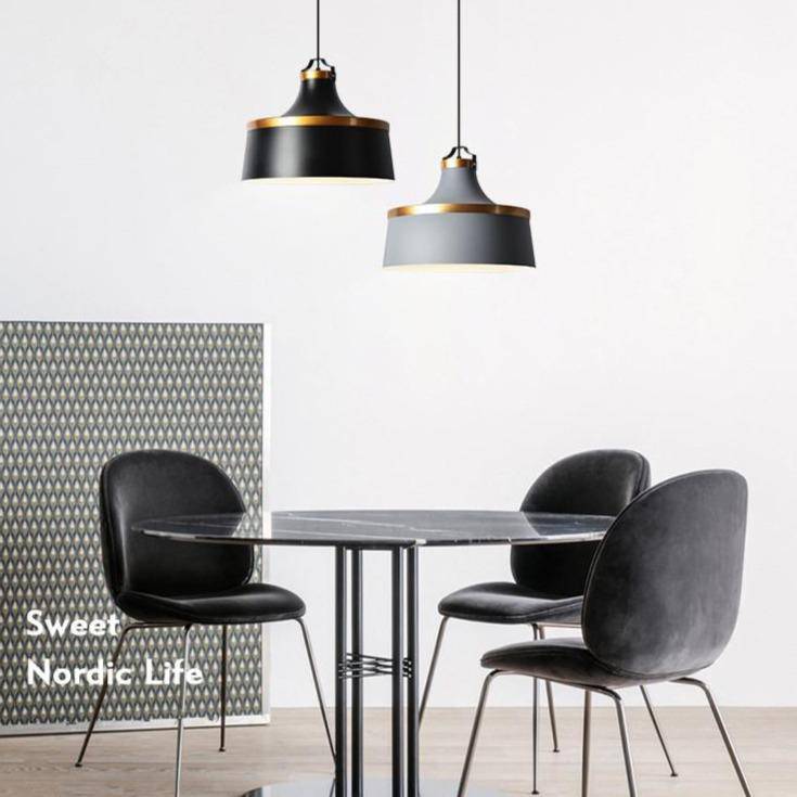 pendant light colorful industrial design with golden circle Danish