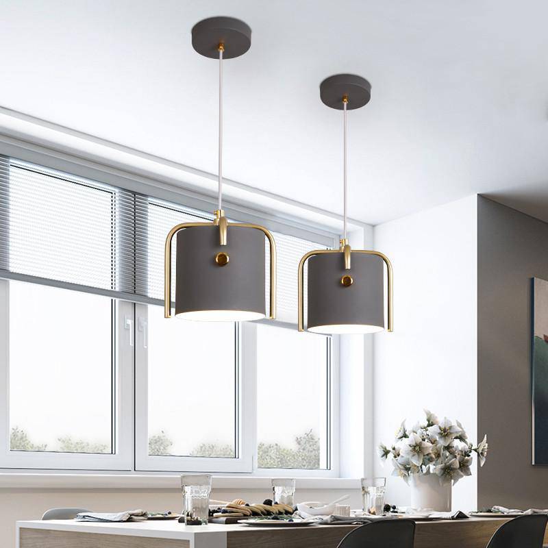pendant light LED design with lampshade colored metal Macaron style