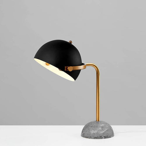 Lampe à poser design LED en marbre avec abat-jour arrondi noir - vue 7 sur 8