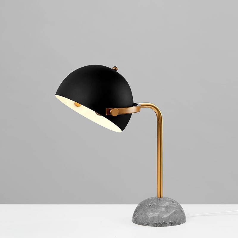 Lámpara de mesa design LED en mármol con pantalla negra redondeada